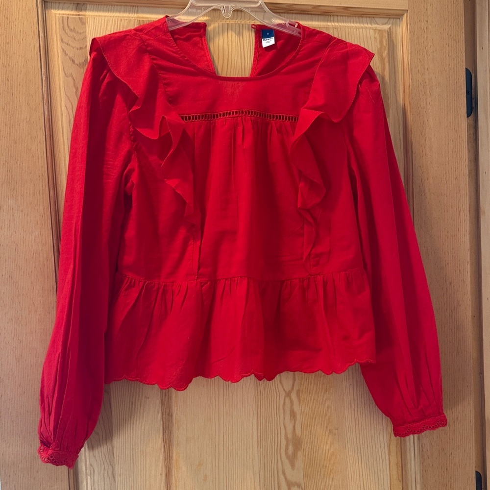 Old Navy Vibrant Red Ruffle Top